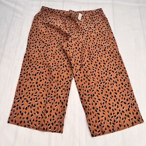 Amazon Essentials Women's Linen Blend Drawstring Wide Leg Crop Pant Orange XL